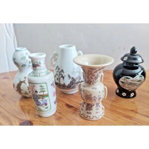 Vintage Franklin Mint Minature Japanese Bud Vases (lot of 5)